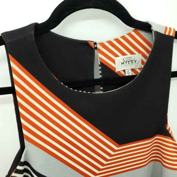 Milly of New York Reed Angular Mini Dress 8 Gray/Red - Picture 6 of 15